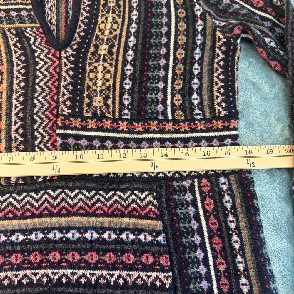 Tory Burch Fair Isle Alpaca Wool V-Neck Boho Tunic Sweater sz S Apres Ski Lodge - Picture 13 of 16